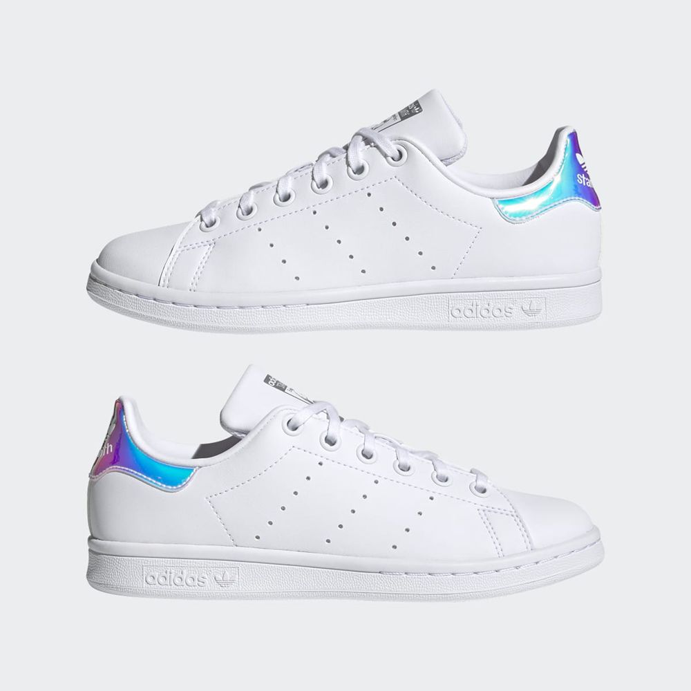 Basket Adidas Stan Smith Blanche Argent Enfant | PPA-46626053