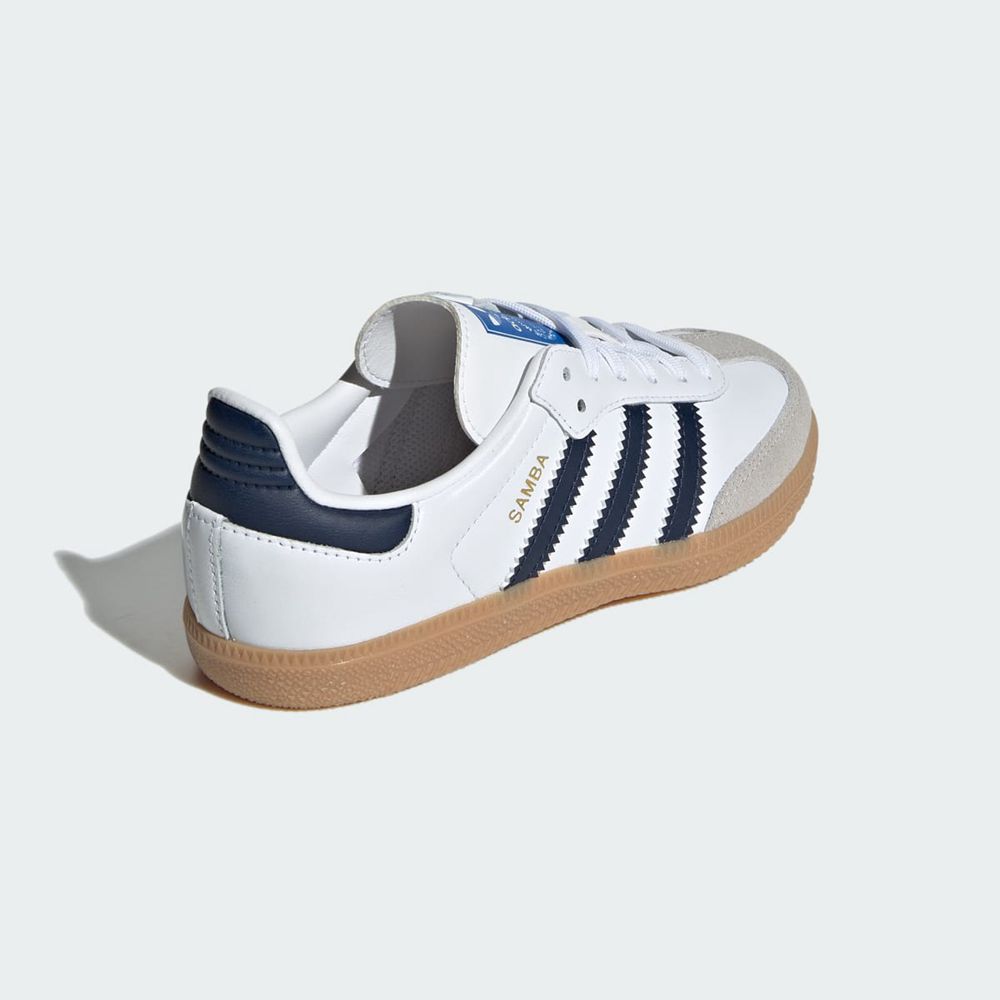 Basket Adidas Samba OG Blanche Bleu Marine Enfant | QDT-67996432