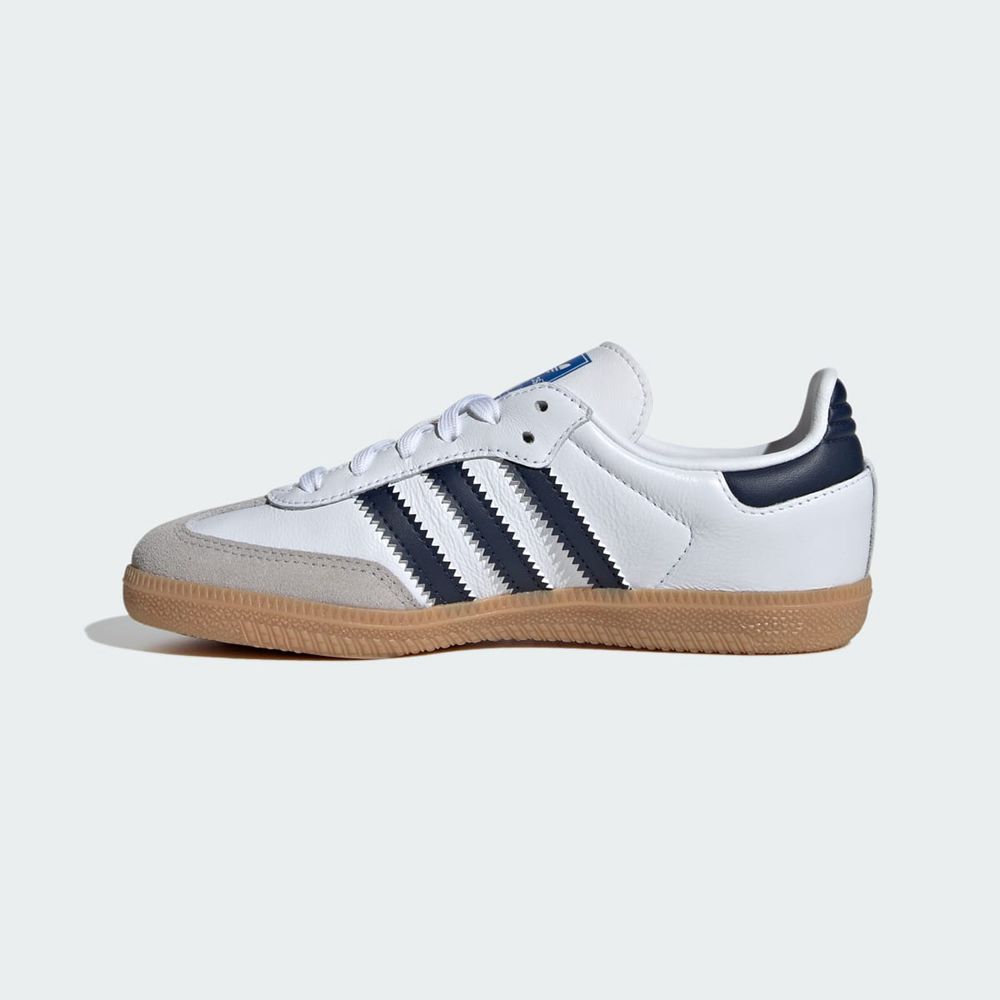 Basket Adidas Samba OG Blanche Bleu Marine Enfant | QDT-67996432