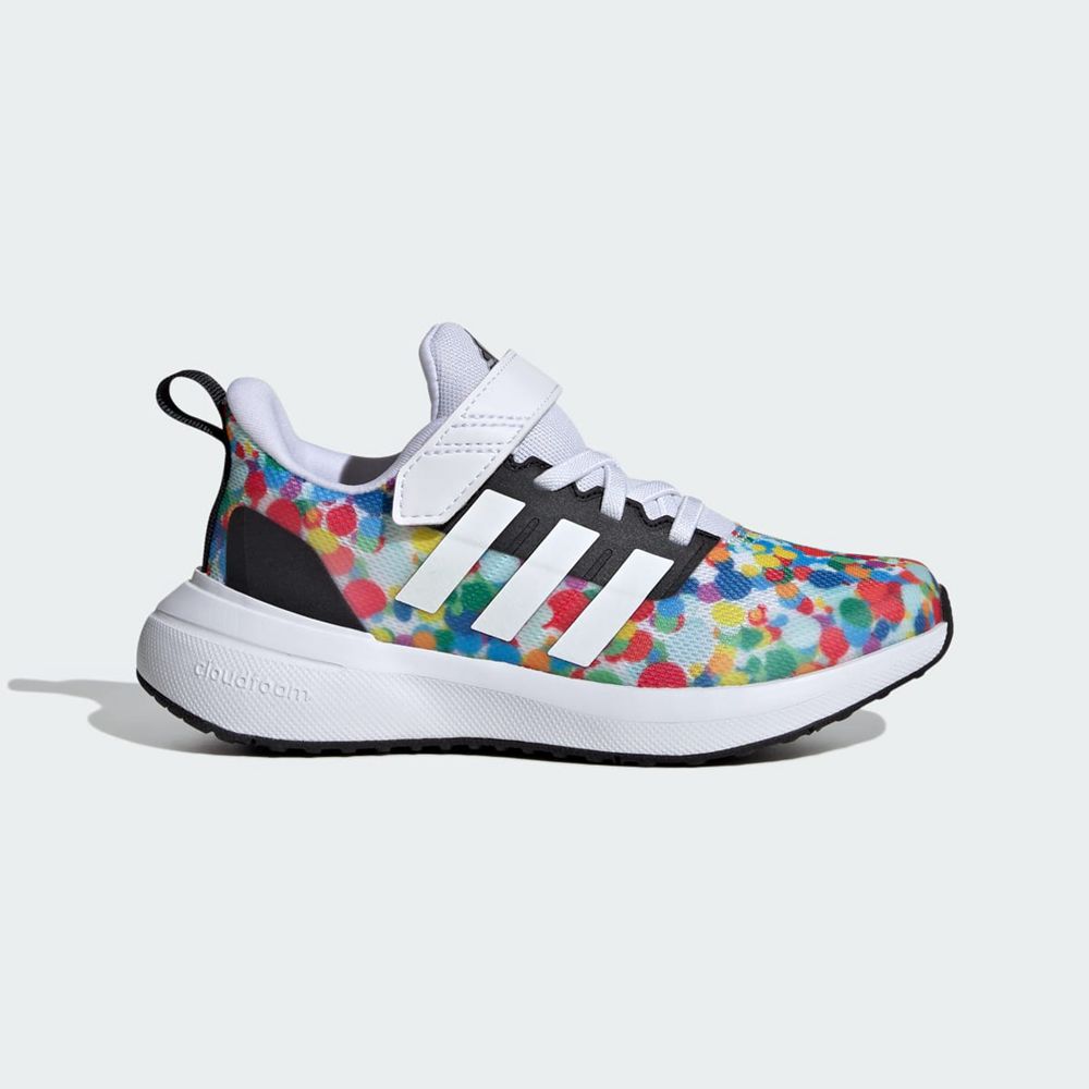 Basket Adidas Fortarun 2.0 Cloudfoam Elastic Lace Top Strap Blanche Noir Vert Enfant | XGV-70322737