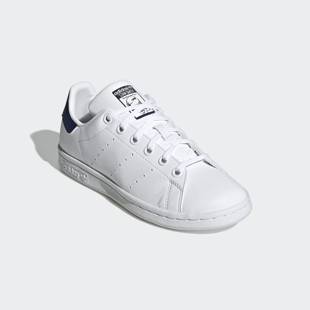 Basket Adidas Stan Smith Blanche Bleu Enfant | ZNE-39048375