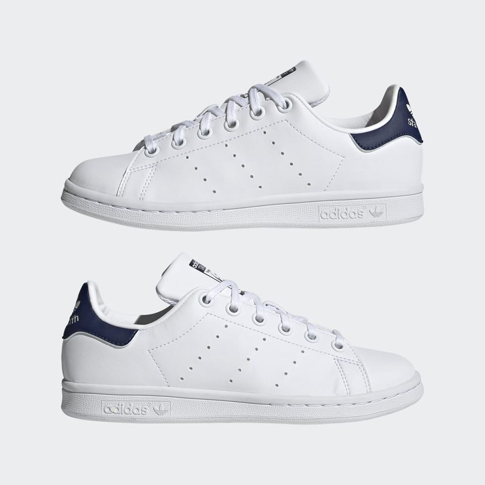 Basket Adidas Stan Smith Blanche Bleu Enfant | ZNE-39048375