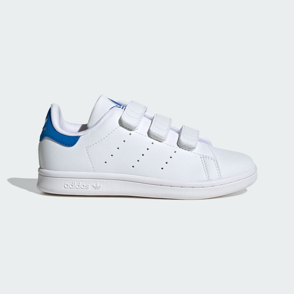 Basket Adidas Stan Smith Comfort Closure Blanche Bleu Enfant | WBE-98389702