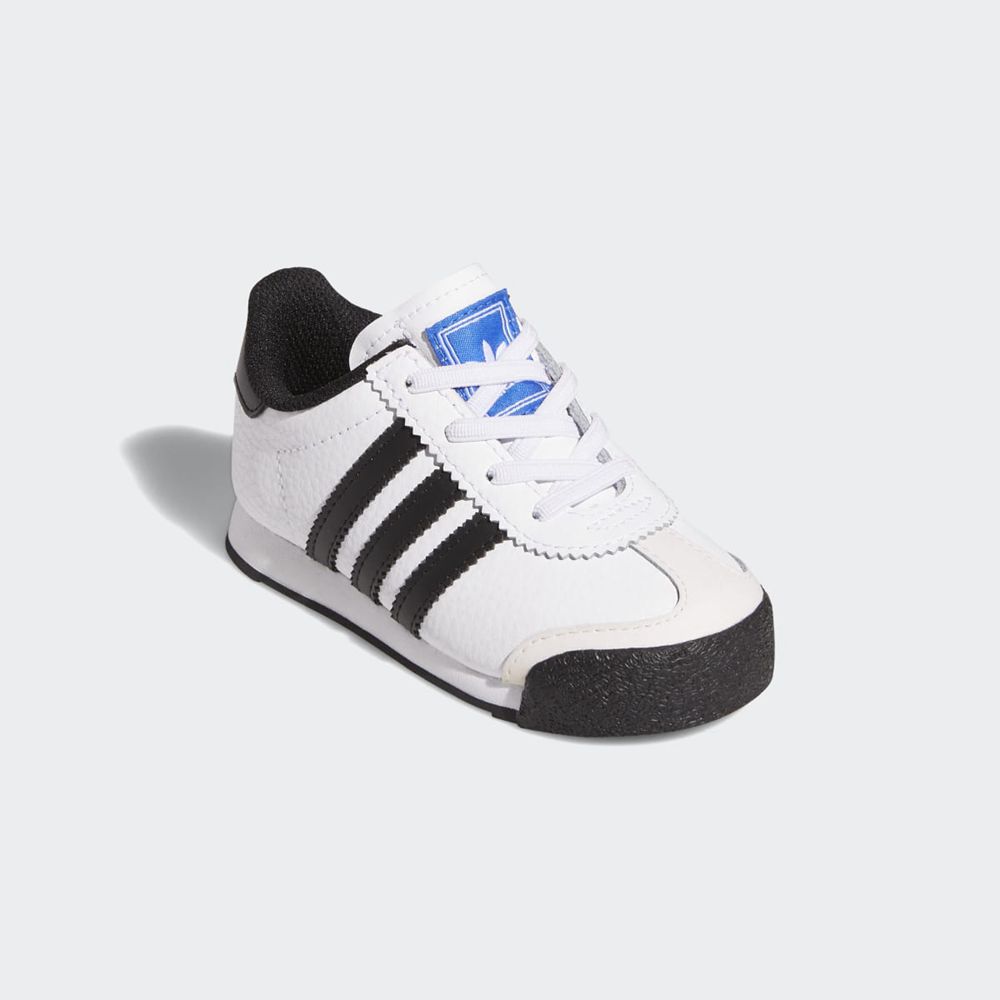 Basket Adidas Samoa Blanche Noir Bleu Enfant | MOY-53365952