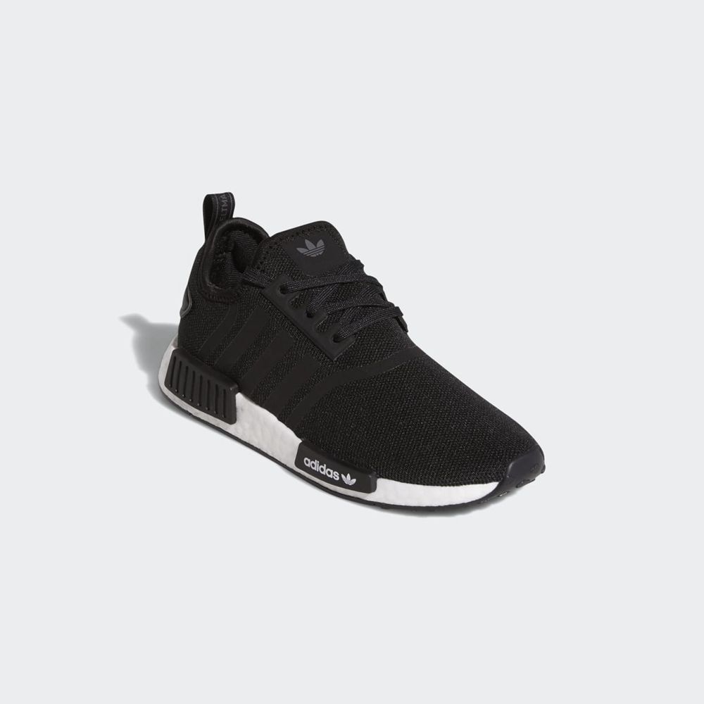 Basket Adidas NMD_R1 Refined Noir Blanche Enfant | BLN-34861003