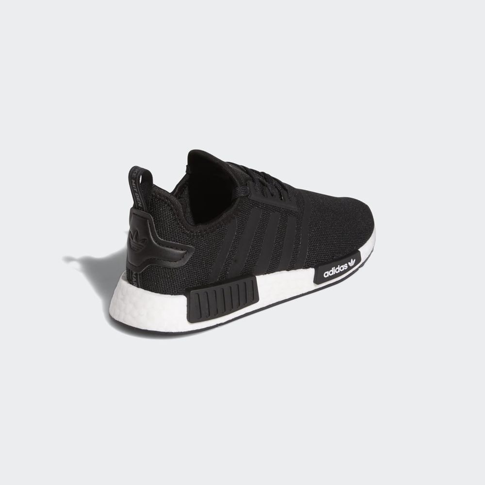 Basket Adidas NMD_R1 Refined Noir Blanche Enfant | BLN-34861003