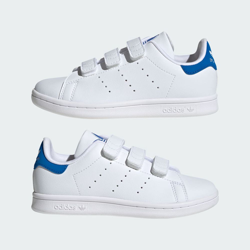 Basket Adidas Stan Smith Comfort Closure Blanche Bleu Enfant | WBE-98389702