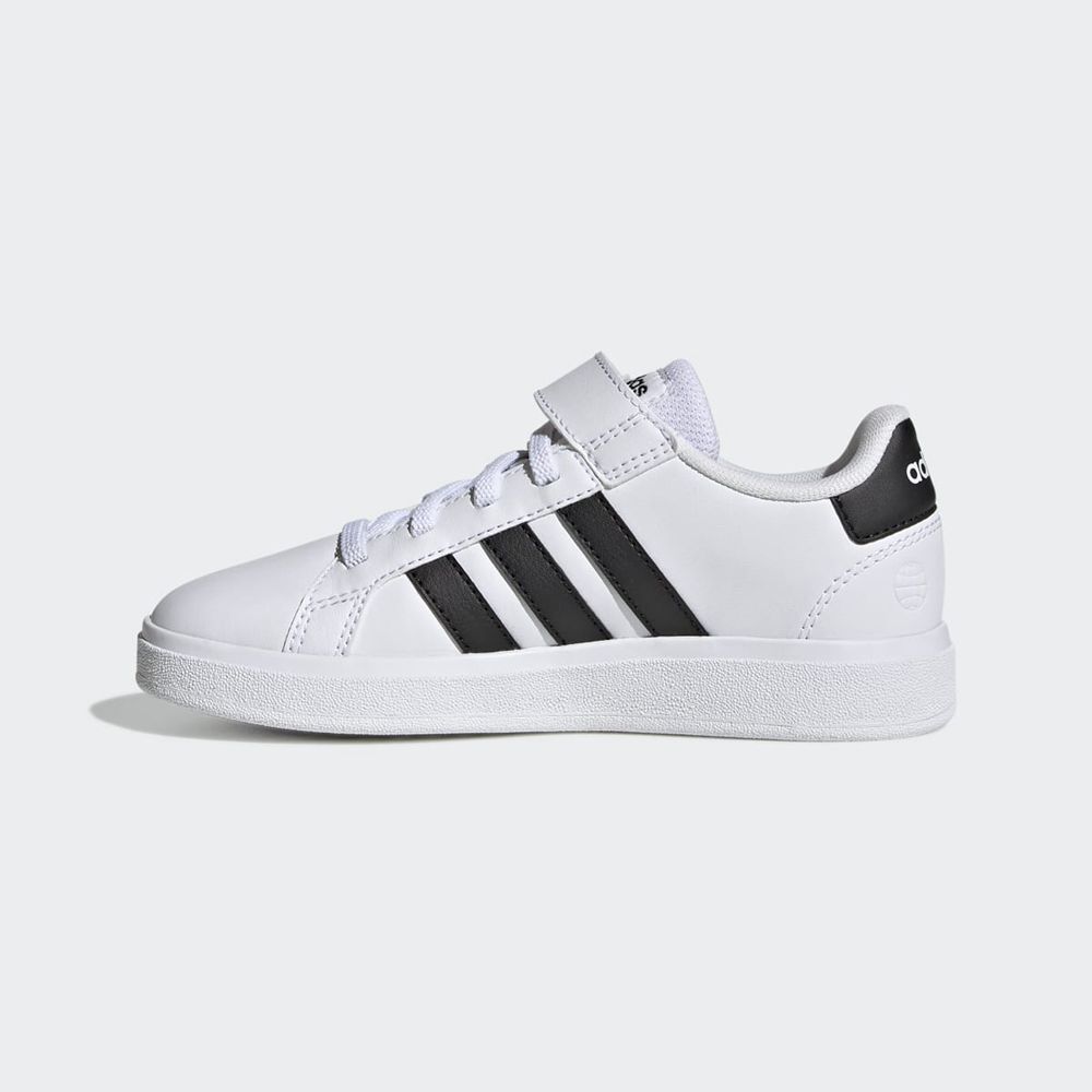 Basket Adidas Grand Court Blanche Noir Enfant | ZVX-04746098