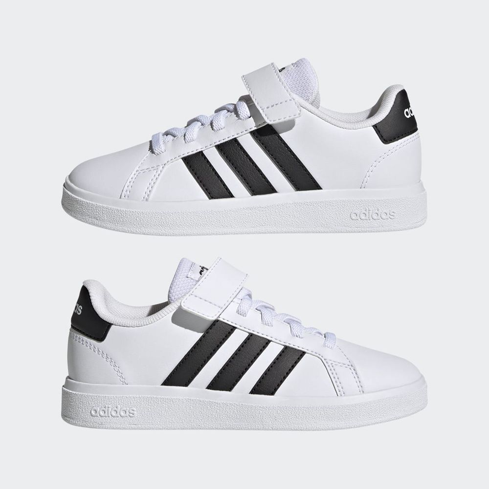 Basket Adidas Grand Court Blanche Noir Enfant | ZVX-04746098