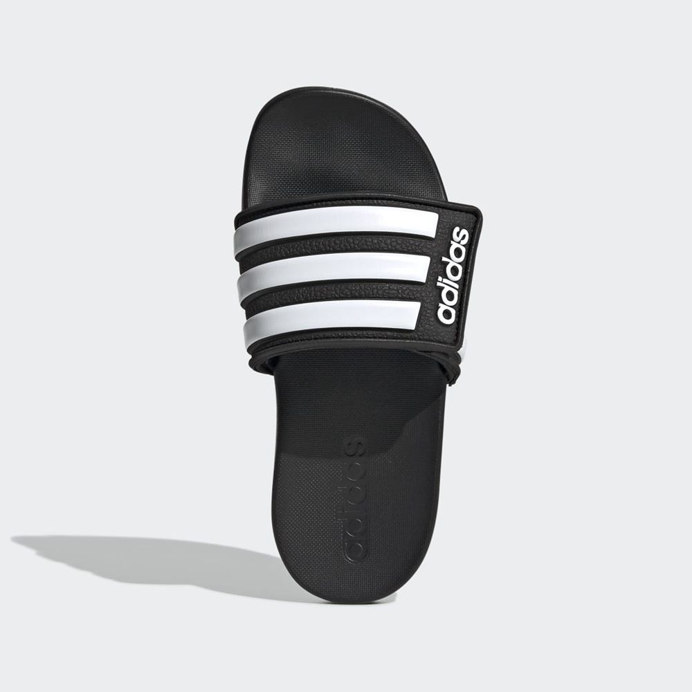 Claquette Adidas Adilette Comfort Adjustable Noir Blanche Enfant | LDR-10193352