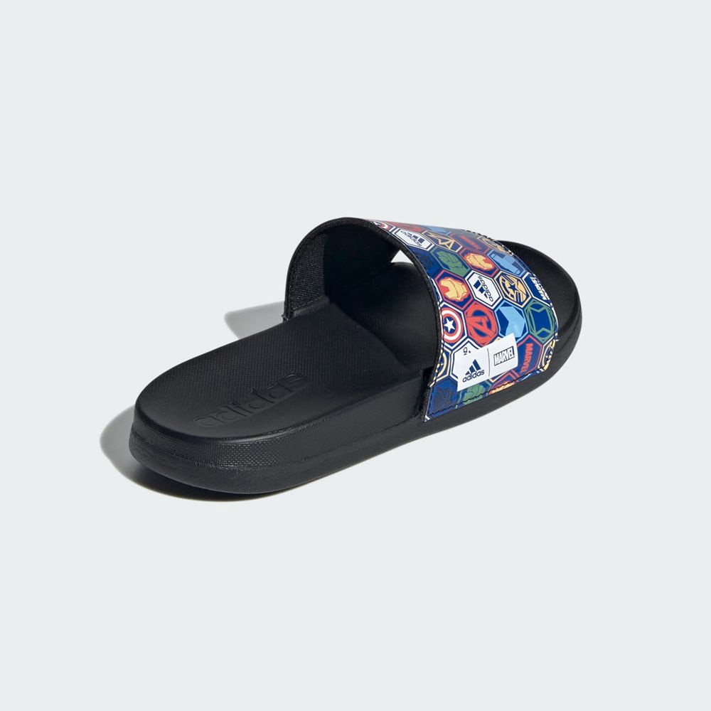 Claquette Adidas Adilette Comfort x Marvel Blanche Bleu Noir Enfant | PVW-40034108