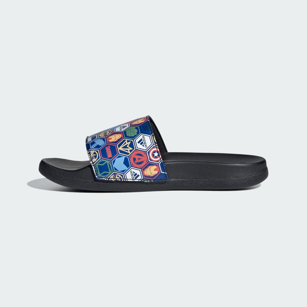 Claquette Adidas Adilette Comfort x Marvel Blanche Bleu Noir Enfant | PVW-40034108