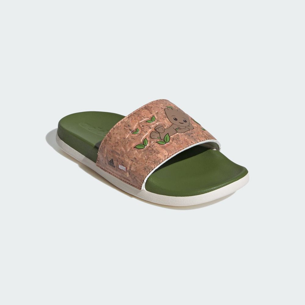 Claquette Adidas Adilette Comfort x Marvel Blanche Noir Vert Olive Enfant | TJQ-71848448