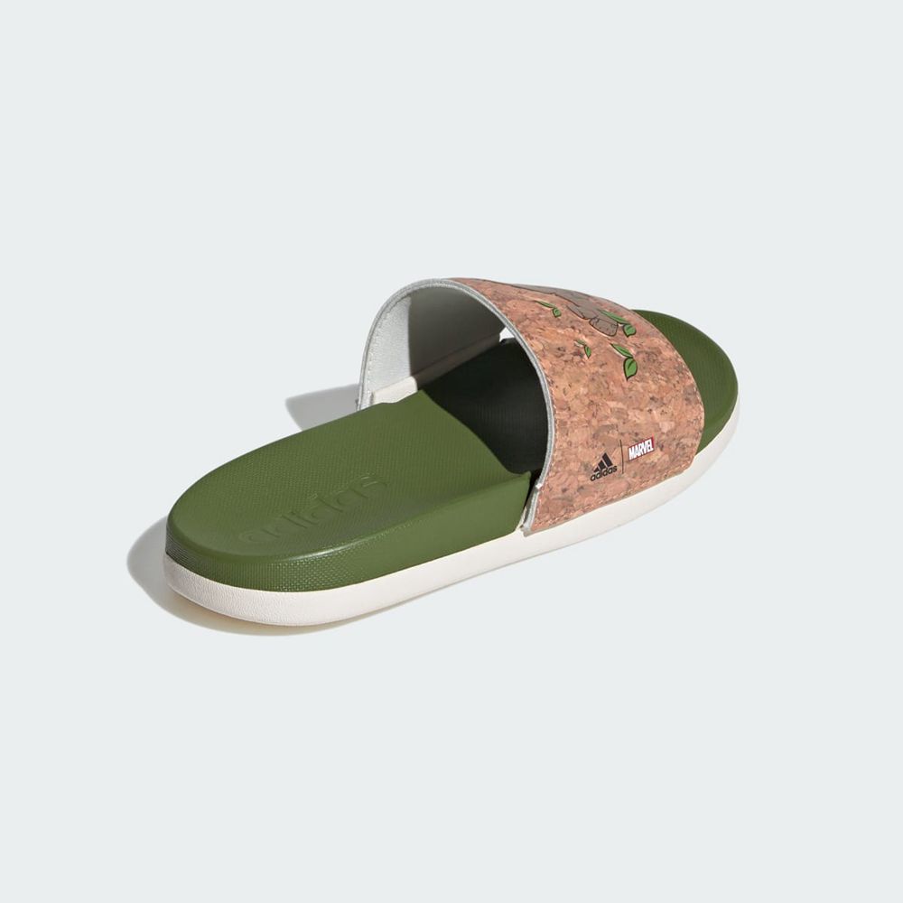 Claquette Adidas Adilette Comfort x Marvel Blanche Noir Vert Olive Enfant | TJQ-71848448