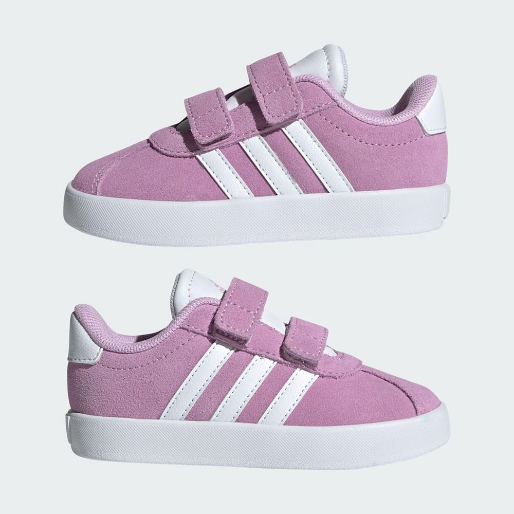 Chaussure Adidas Vl Court 3.0 Violette Blanche Grise Enfant | SZZ-10770782