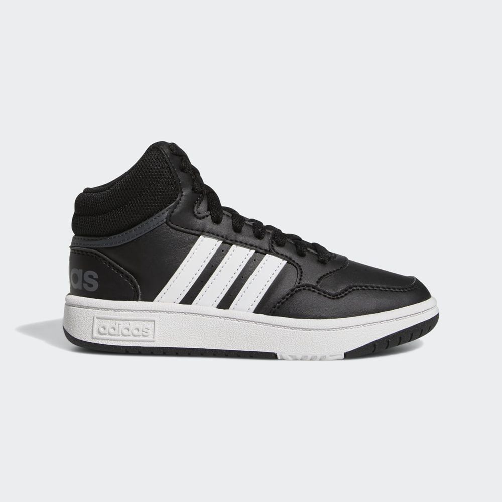 Basket Montante Adidas Hoops Mid Noir Blanche Grise Enfant | OOY-84161861