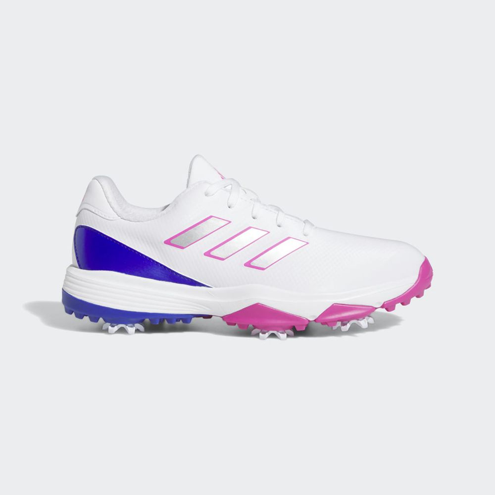 Chaussures De Golf Adidas ZG23 Blanche Rose Bleu Enfant | QPW-18861852