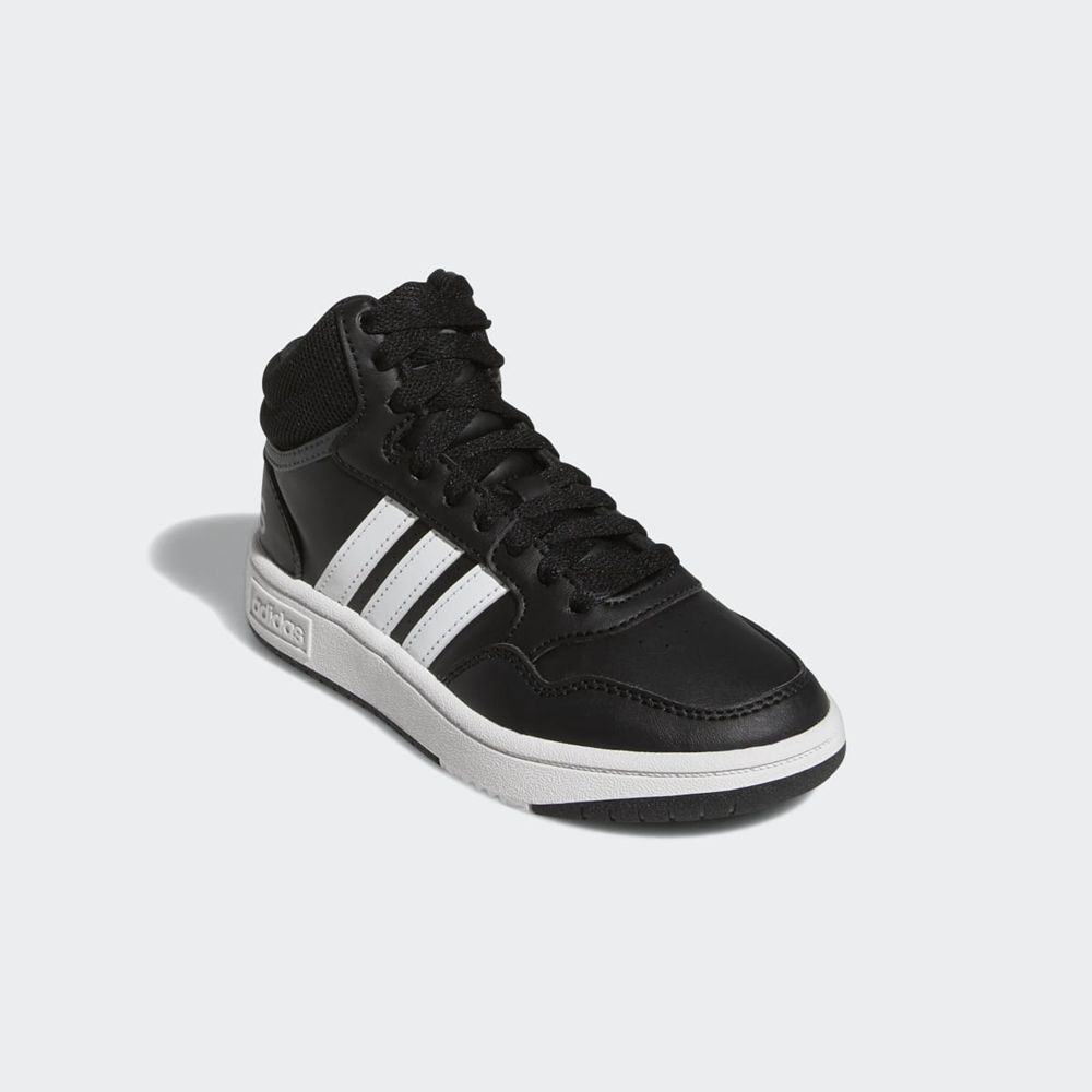 Basket Montante Adidas Hoops Mid Noir Blanche Grise Enfant | OOY-84161861