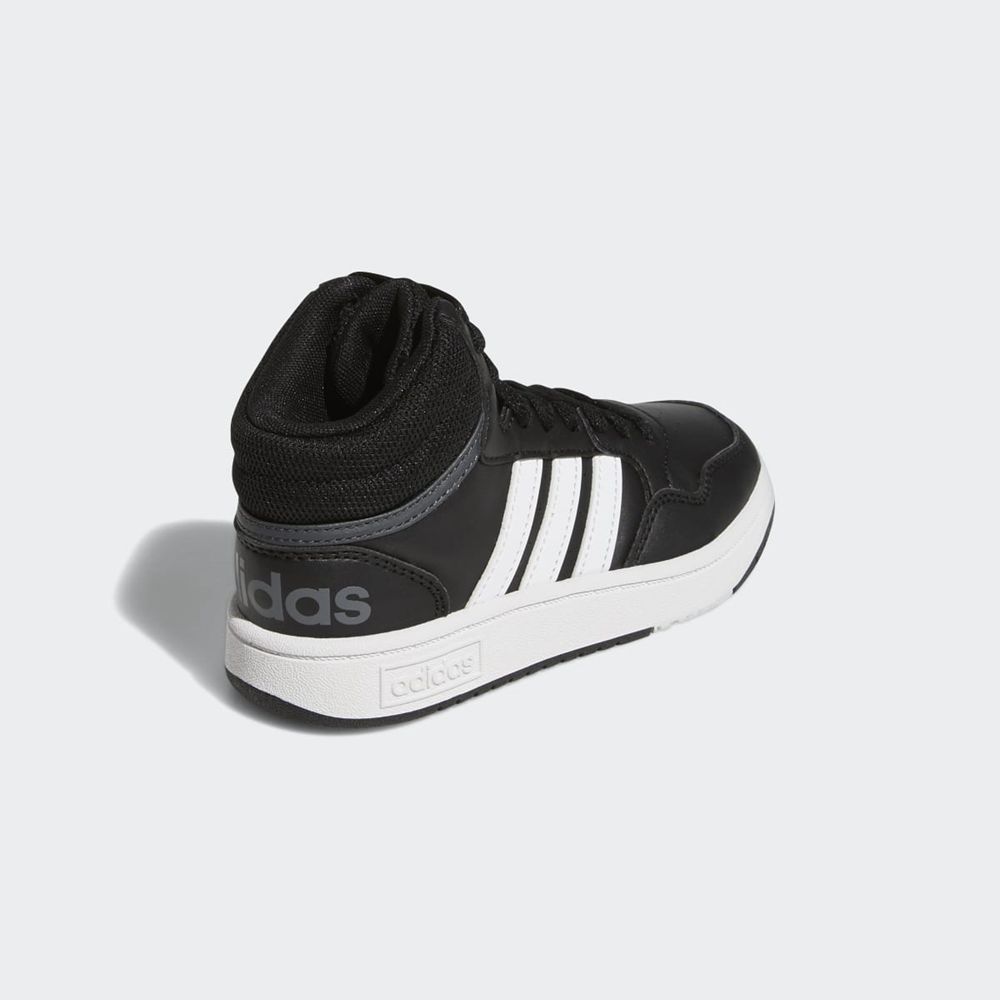 Basket Montante Adidas Hoops Mid Noir Blanche Grise Enfant | OOY-84161861