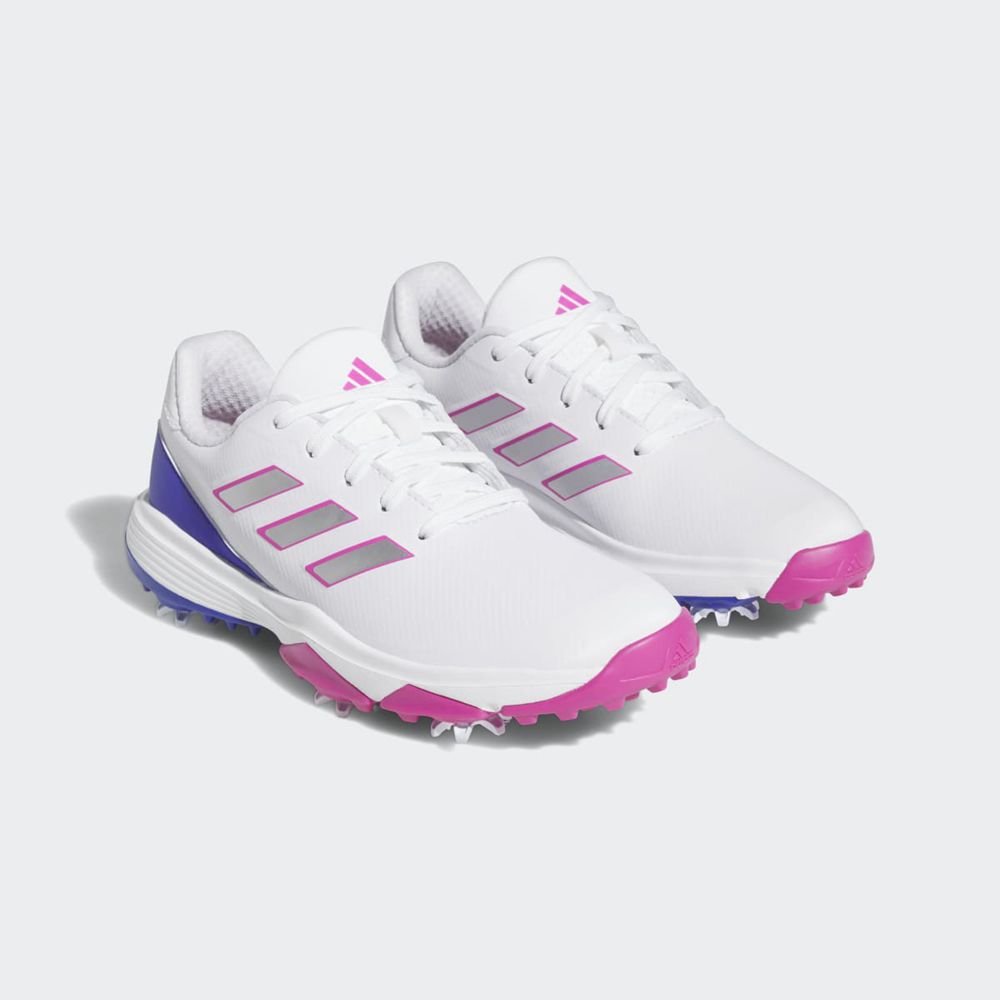 Chaussures De Golf Adidas ZG23 Blanche Rose Bleu Enfant | QPW-18861852