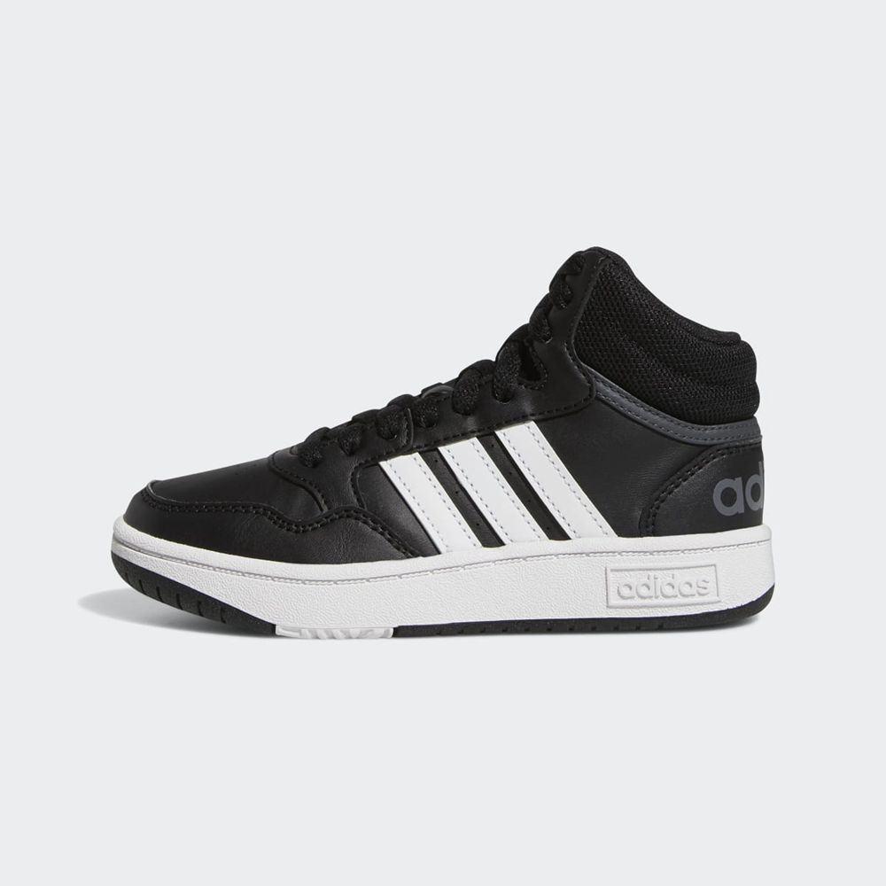 Basket Montante Adidas Hoops Mid Noir Blanche Grise Enfant | OOY-84161861