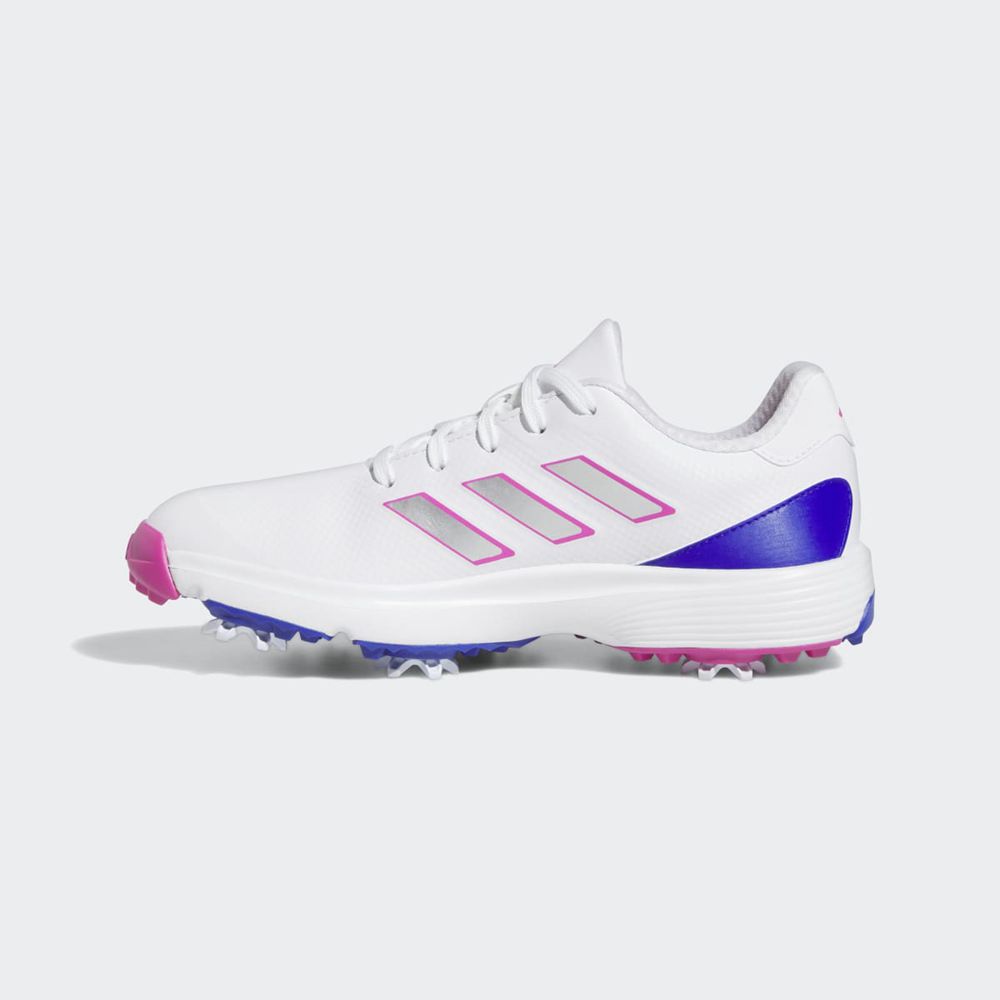 Chaussures De Golf Adidas ZG23 Blanche Rose Bleu Enfant | QPW-18861852