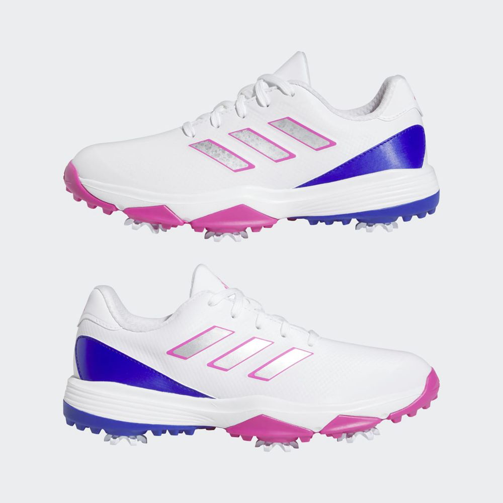 Chaussures De Golf Adidas ZG23 Blanche Rose Bleu Enfant | QPW-18861852