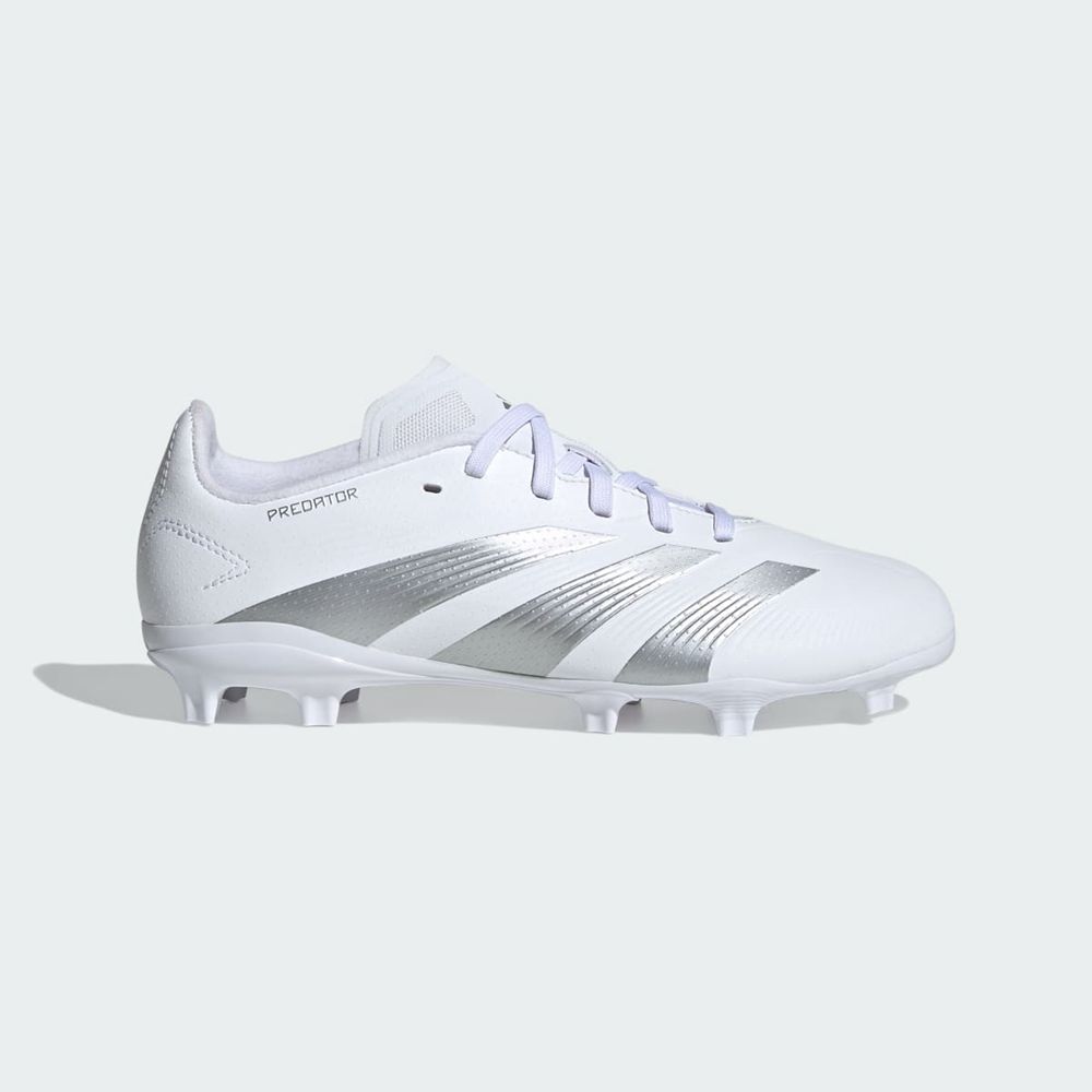 Chaussure de Foot Adidas Predator 24 League Firm Ground Blanche Argent Enfant | MWT-16621004