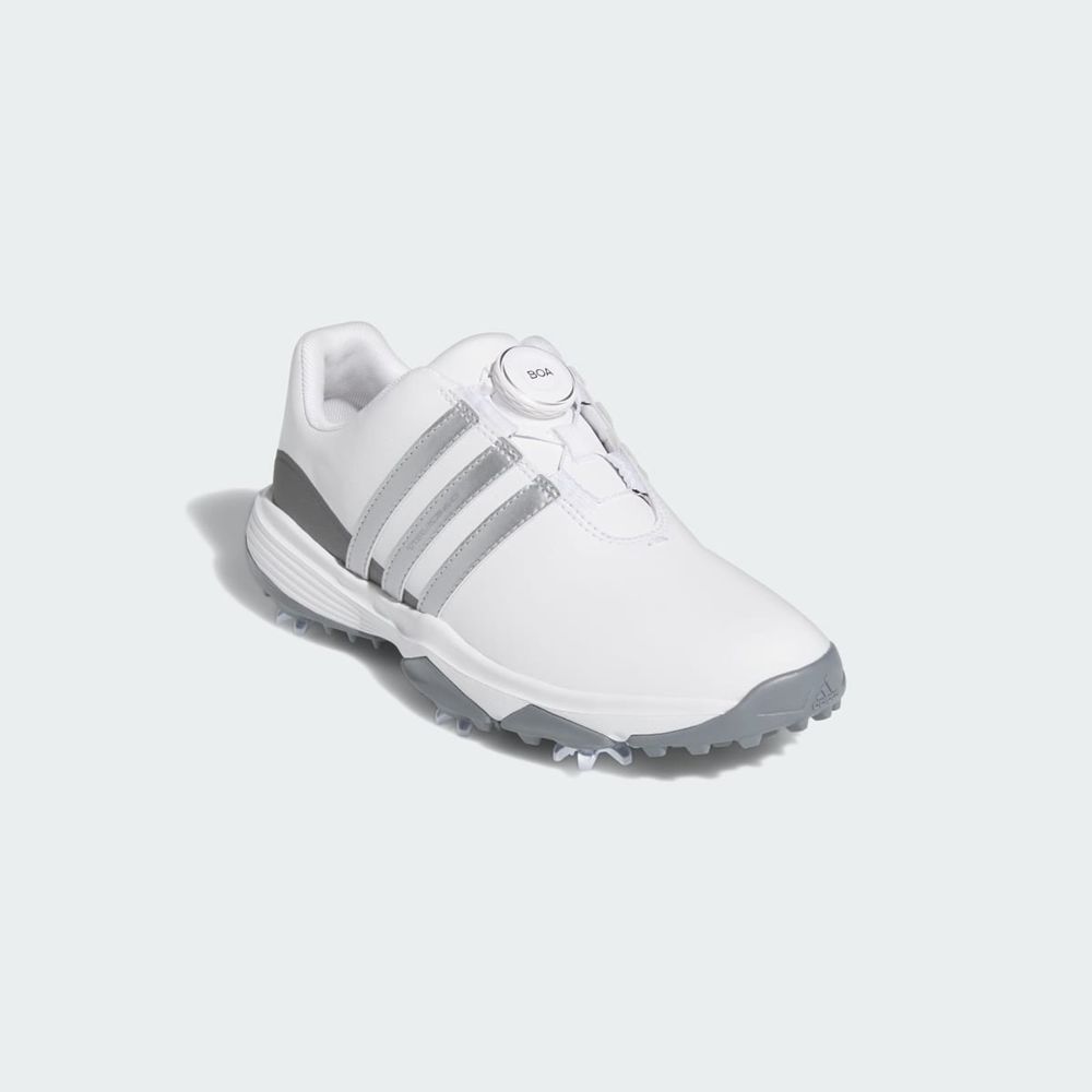 Chaussures De Golf Adidas Tour360 24 BOA Blanche Argent Grise Enfant | QBD-04955859