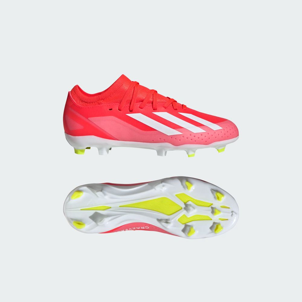 Chaussure de Foot Adidas X Crazyfast League Firm Ground Rouge Blanche Jaune Enfant | POL-73996833