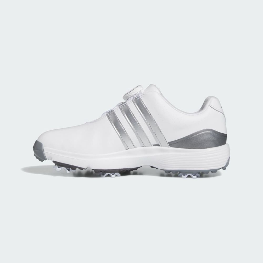 Chaussures De Golf Adidas Tour360 24 BOA Blanche Argent Grise Enfant | QBD-04955859