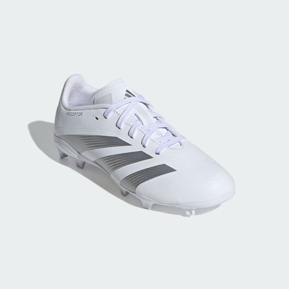 Chaussure de Foot Adidas Predator 24 League Firm Ground Blanche Argent Enfant | MWT-16621004