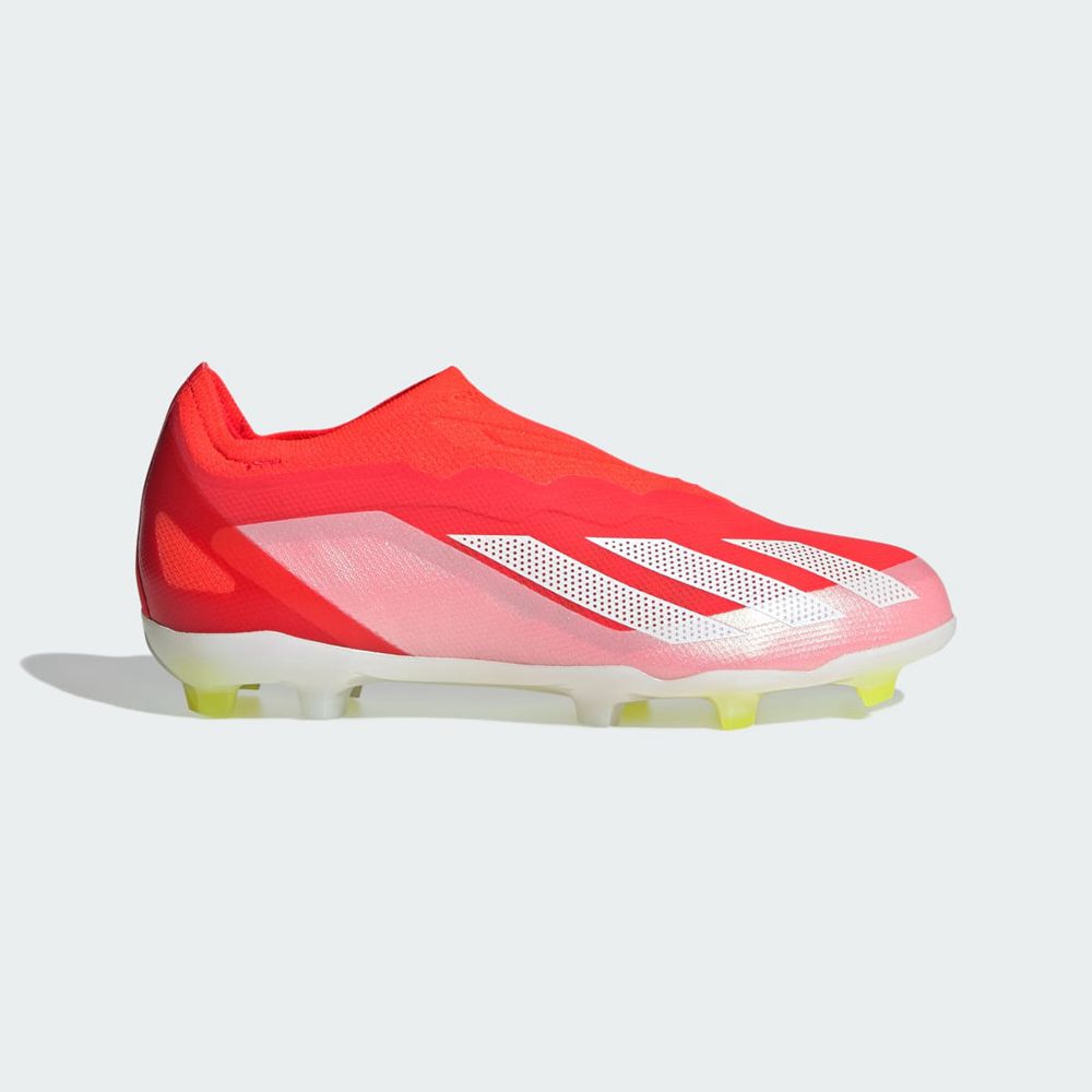 Chaussure de Foot Adidas X Crazyfast Elite Laceless Firm Ground Rouge Blanche Jaune Enfant | IHB-83446821