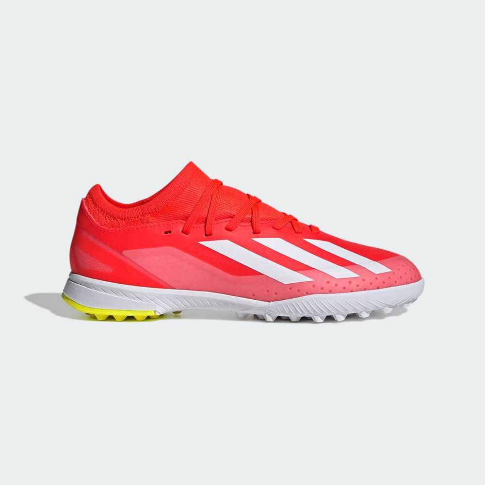 Chaussure de Foot Adidas X Crazyfast League Turf Rouge Blanche Jaune Enfant | NIB-11730075