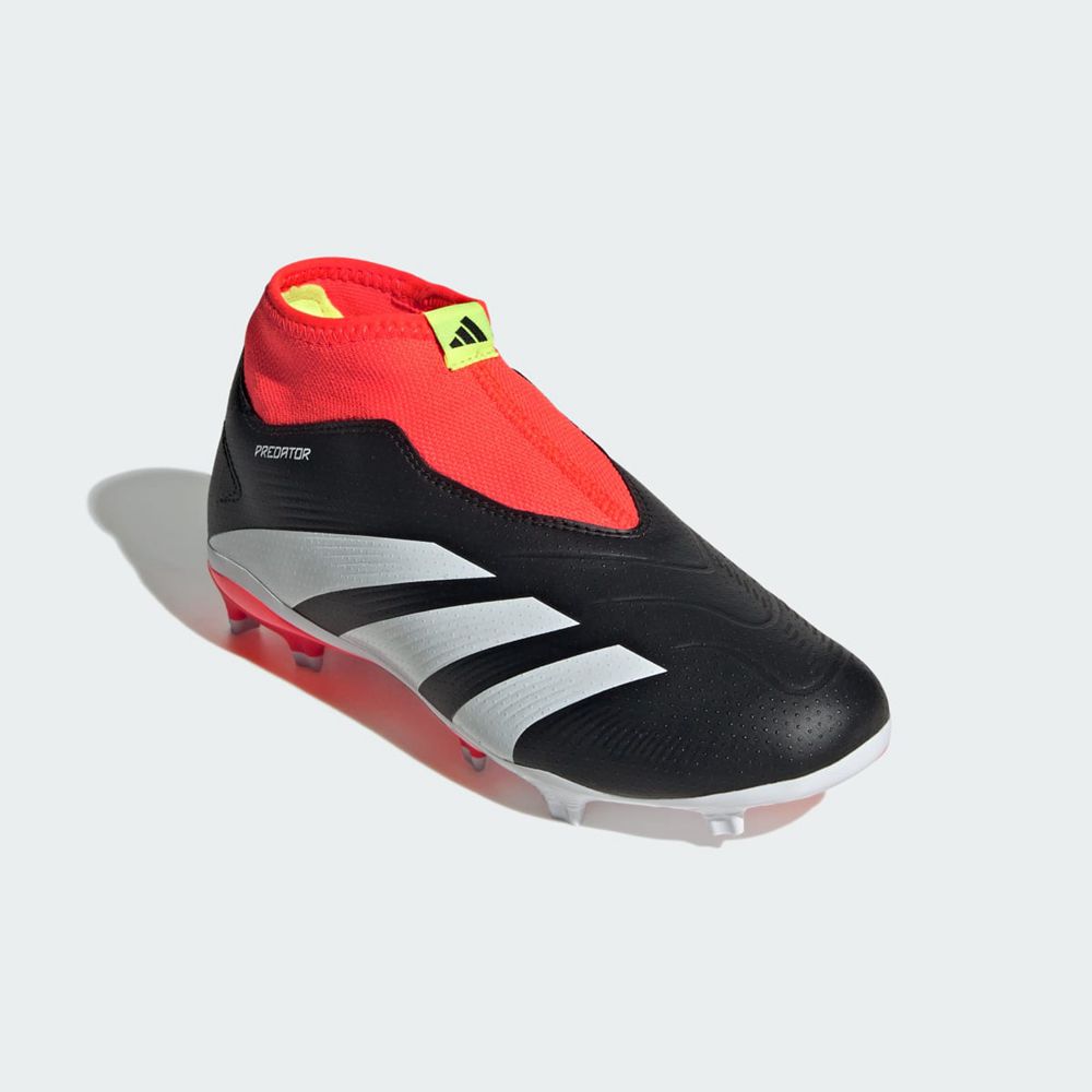 Chaussure de Foot Adidas Predator 24 League Laceless Firm Ground Noir Blanche Rouge Enfant | OFA-08835847