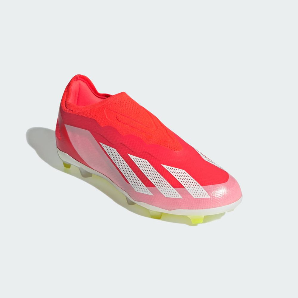 Chaussure de Foot Adidas X Crazyfast Elite Laceless Firm Ground Rouge Blanche Jaune Enfant | IHB-83446821