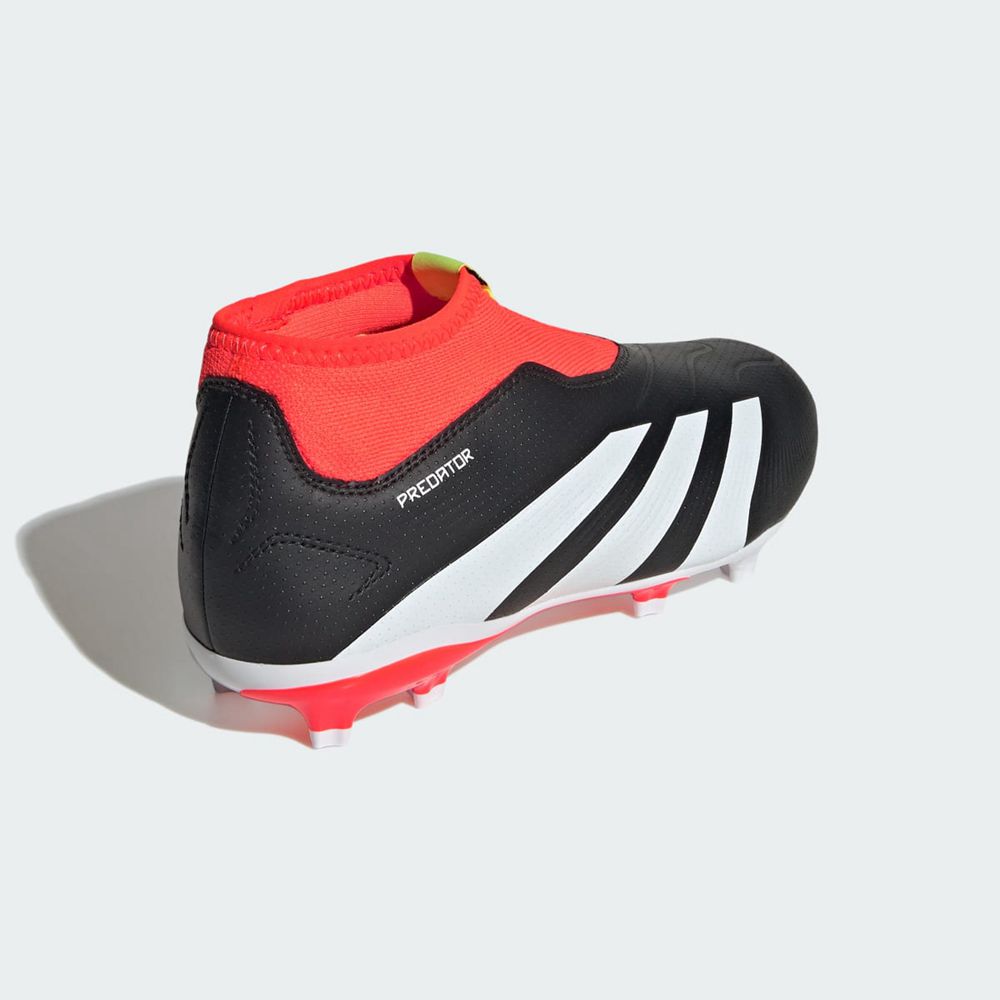 Chaussure de Foot Adidas Predator 24 League Laceless Firm Ground Noir Blanche Rouge Enfant | OFA-08835847