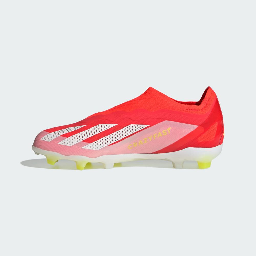 Chaussure de Foot Adidas X Crazyfast Elite Laceless Firm Ground Rouge Blanche Jaune Enfant | IHB-83446821