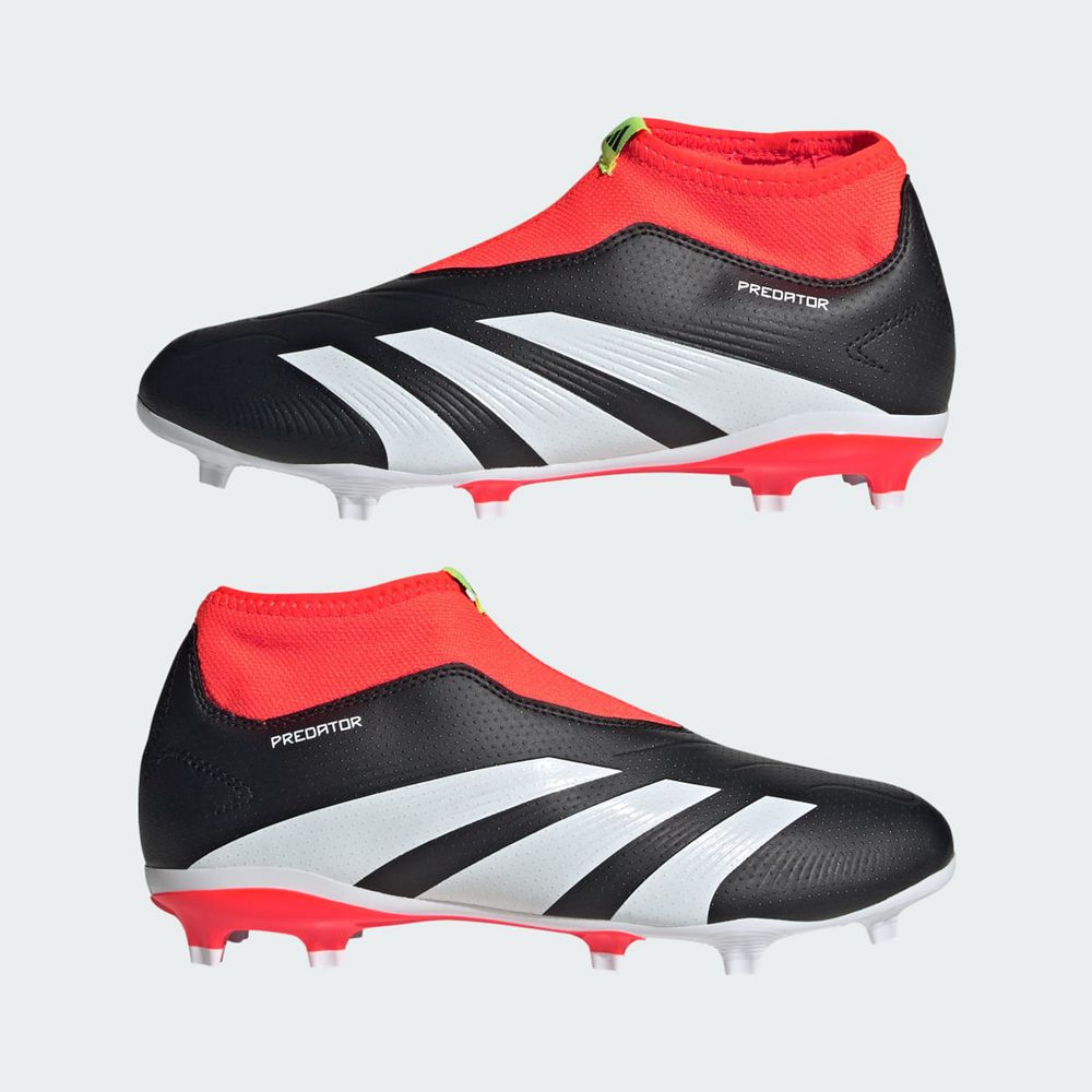 Chaussure de Foot Adidas Predator 24 League Laceless Firm Ground Noir Blanche Rouge Enfant | OFA-08835847