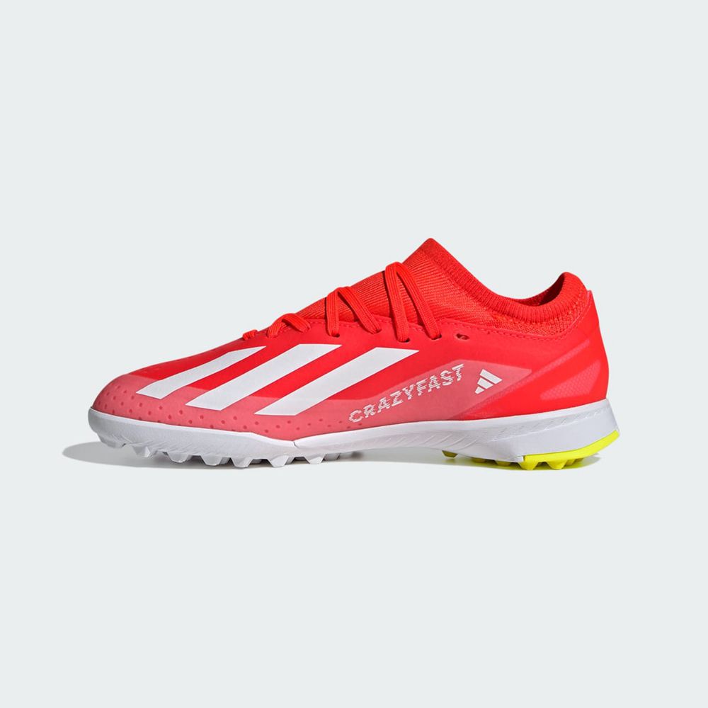 Chaussure de Foot Adidas X Crazyfast League Turf Rouge Blanche Jaune Enfant | NIB-11730075