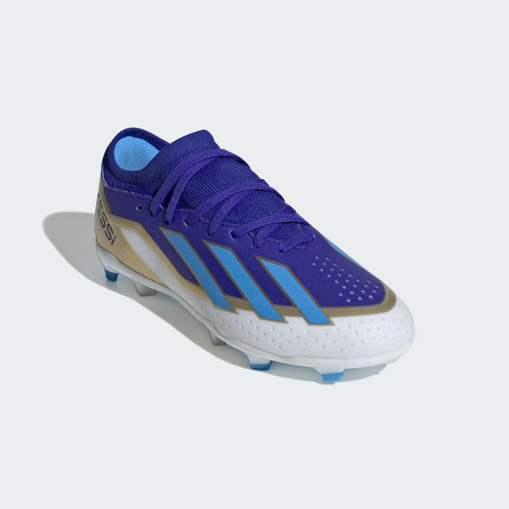 Chaussure de Foot Adidas X Crazyfast Messi League Firm Ground Bleu Blanche Enfant | OMC-38383588