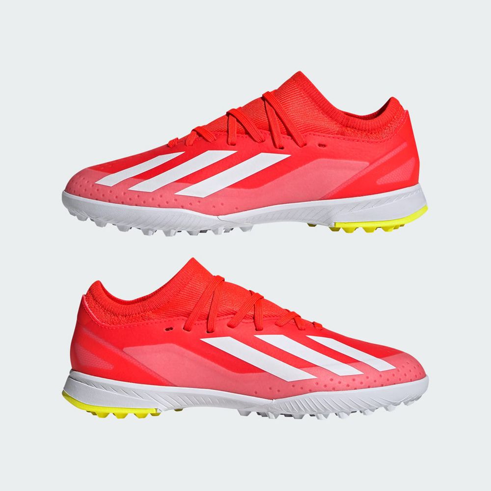 Chaussure de Foot Adidas X Crazyfast League Turf Rouge Blanche Jaune Enfant | NIB-11730075