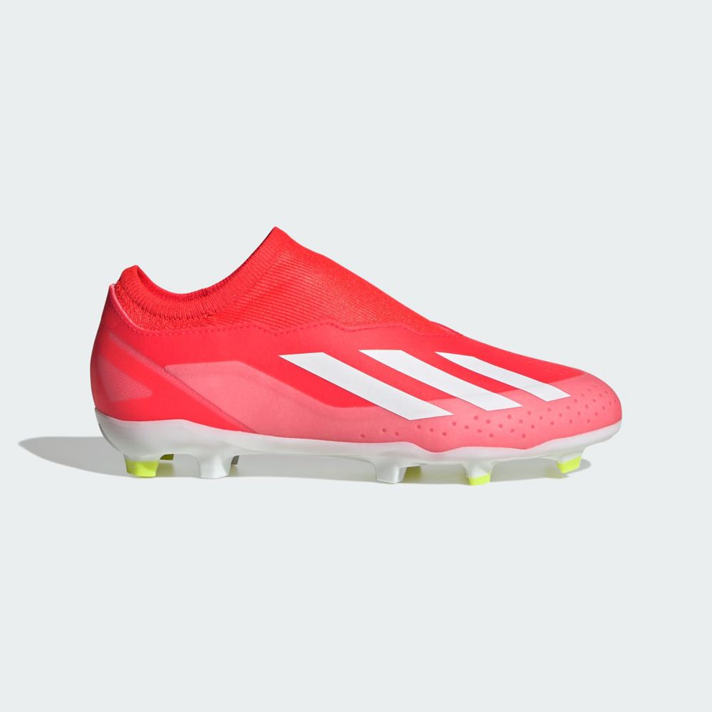 Chaussure de Foot Adidas X Crazyfast League Laceless Firm Ground Rouge Blanche Jaune Enfant | WHU-73729594