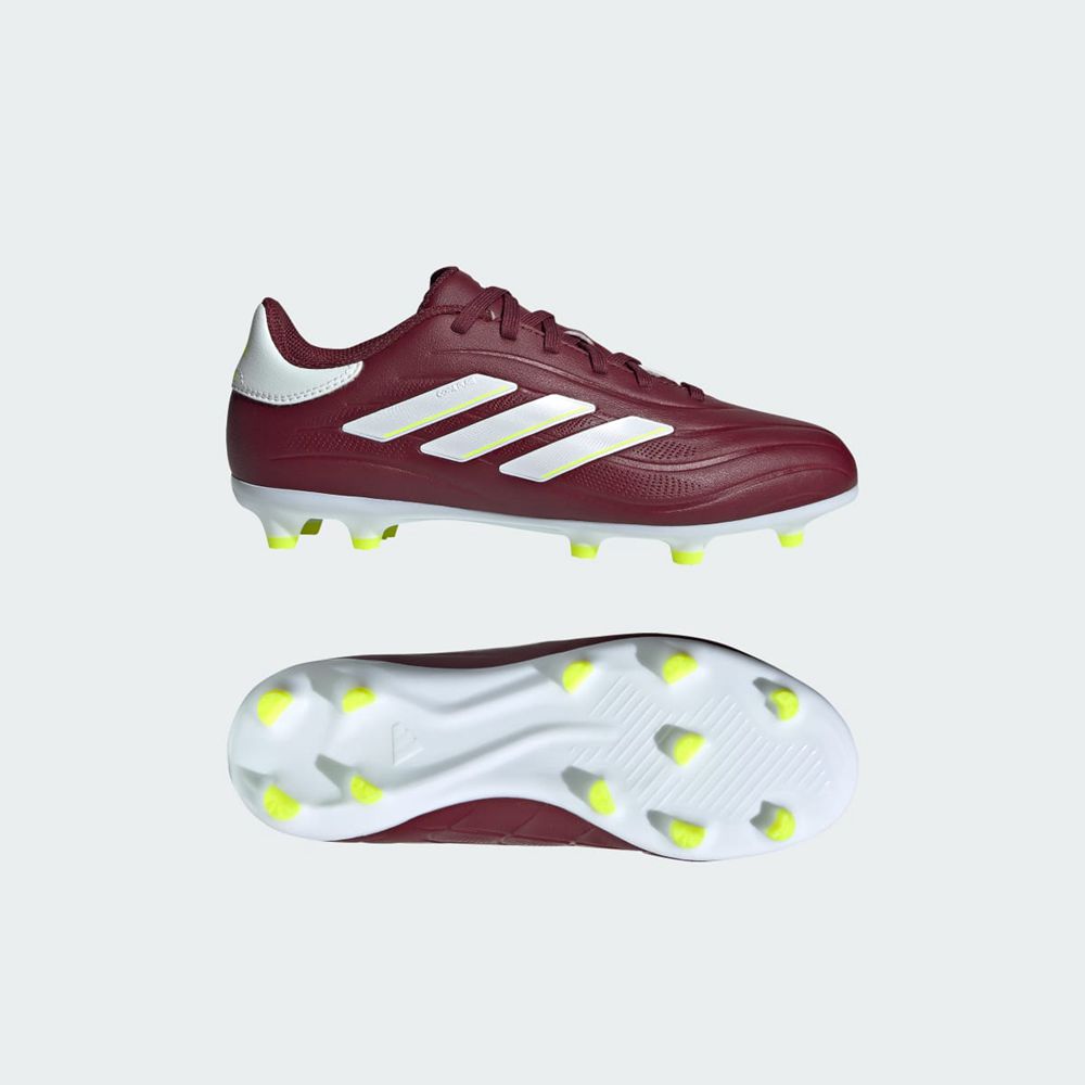 Chaussure de Foot Adidas Copa Pure II League Firm Ground Bordeaux Blanche Jaune Enfant | EZN-00317949