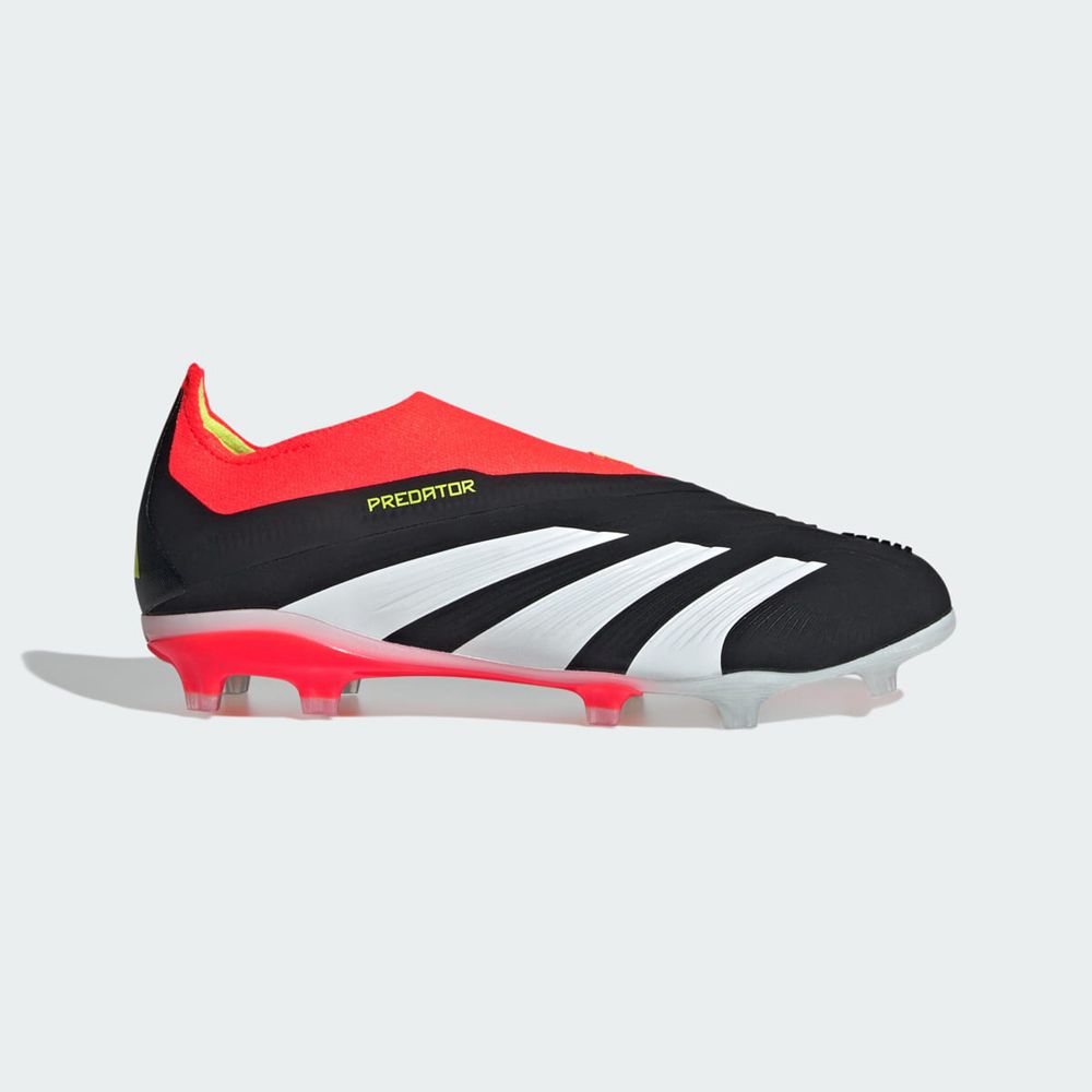 Chaussure de Foot Adidas Predator 24+ Laceless Firm Ground Noir Blanche Rouge Enfant | CFT-80851103