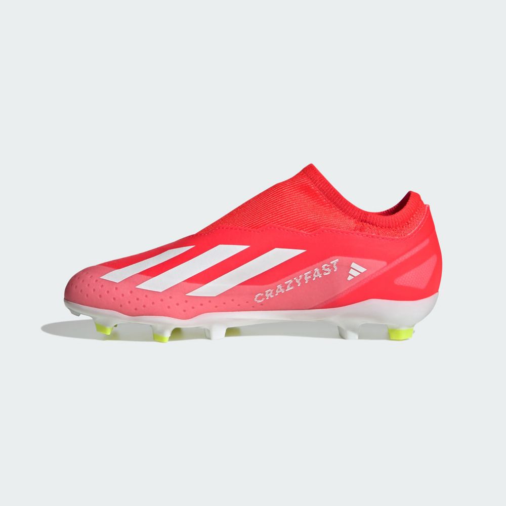 Chaussure de Foot Adidas X Crazyfast League Laceless Firm Ground Rouge Blanche Jaune Enfant | WHU-73729594