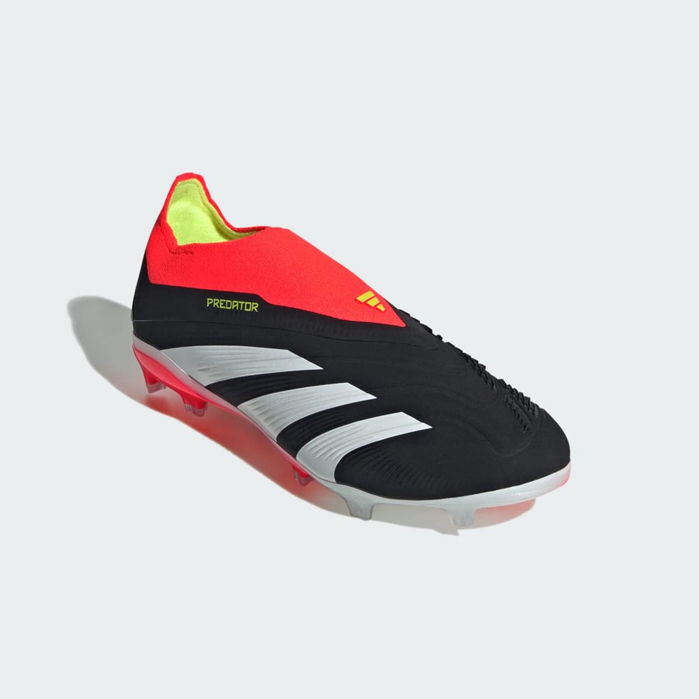 Chaussure de Foot Adidas Predator 24+ Laceless Firm Ground Noir Blanche Rouge Enfant | CFT-80851103