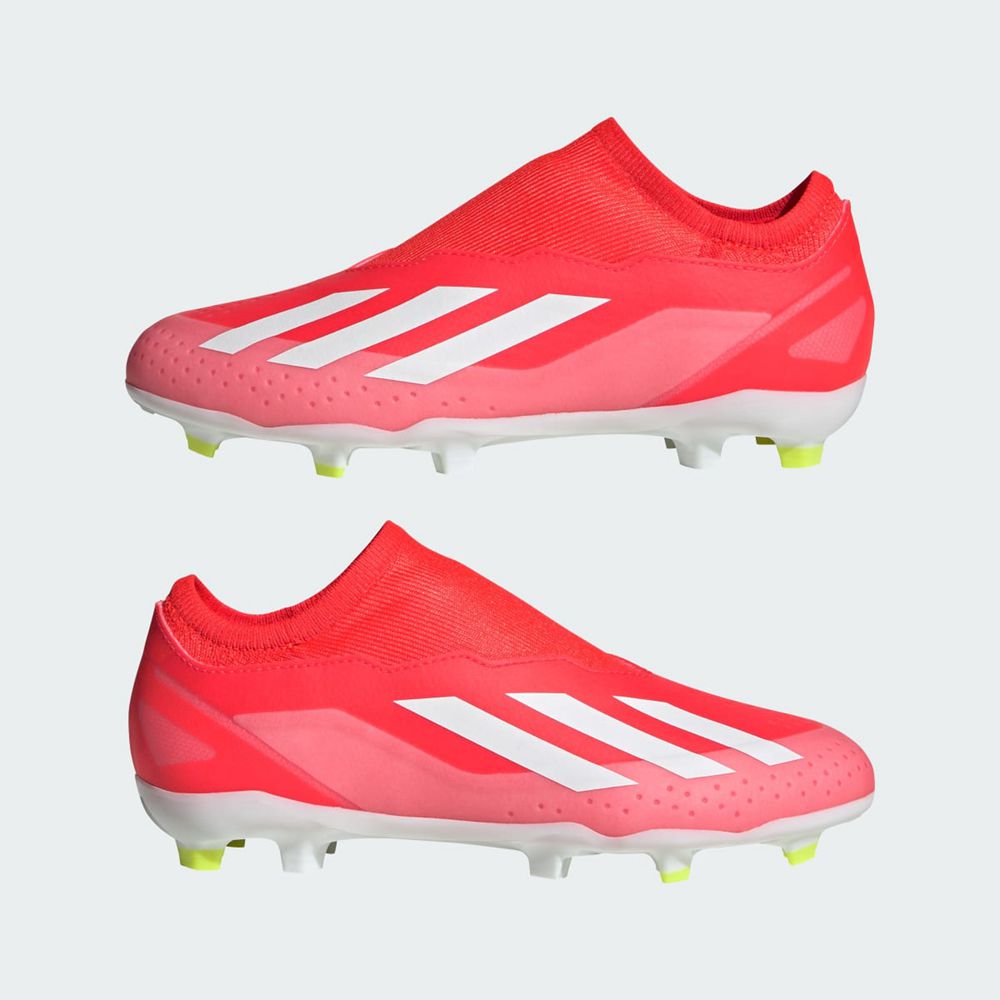 Chaussure de Foot Adidas X Crazyfast League Laceless Firm Ground Rouge Blanche Jaune Enfant | WHU-73729594