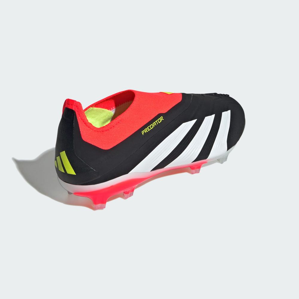 Chaussure de Foot Adidas Predator 24+ Laceless Firm Ground Noir Blanche Rouge Enfant | CFT-80851103