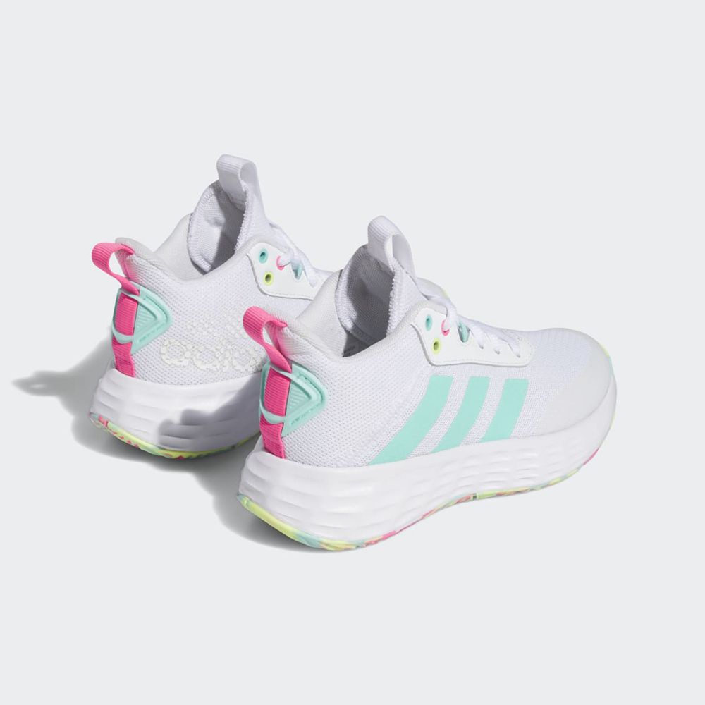 Chaussure Basket Adidas Ownthegame 2.0 Blanche Bleu Rose Enfant | YDX-84032141